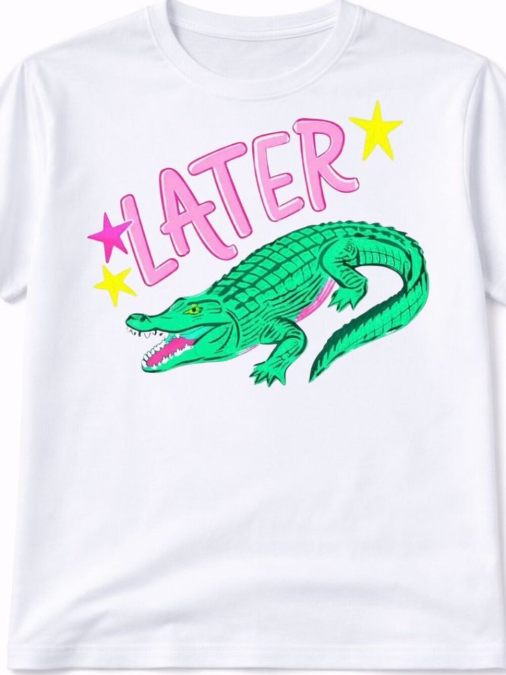 Later Gator Graphic T Shirt Trendy Short Sleeve Tee Womens Tops White